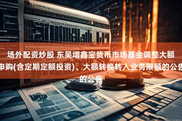 场外配资炒股 东吴增鑫宝货币市场基金调整大额申购(含定期定额投资)、大额转换转入业务限额的公告